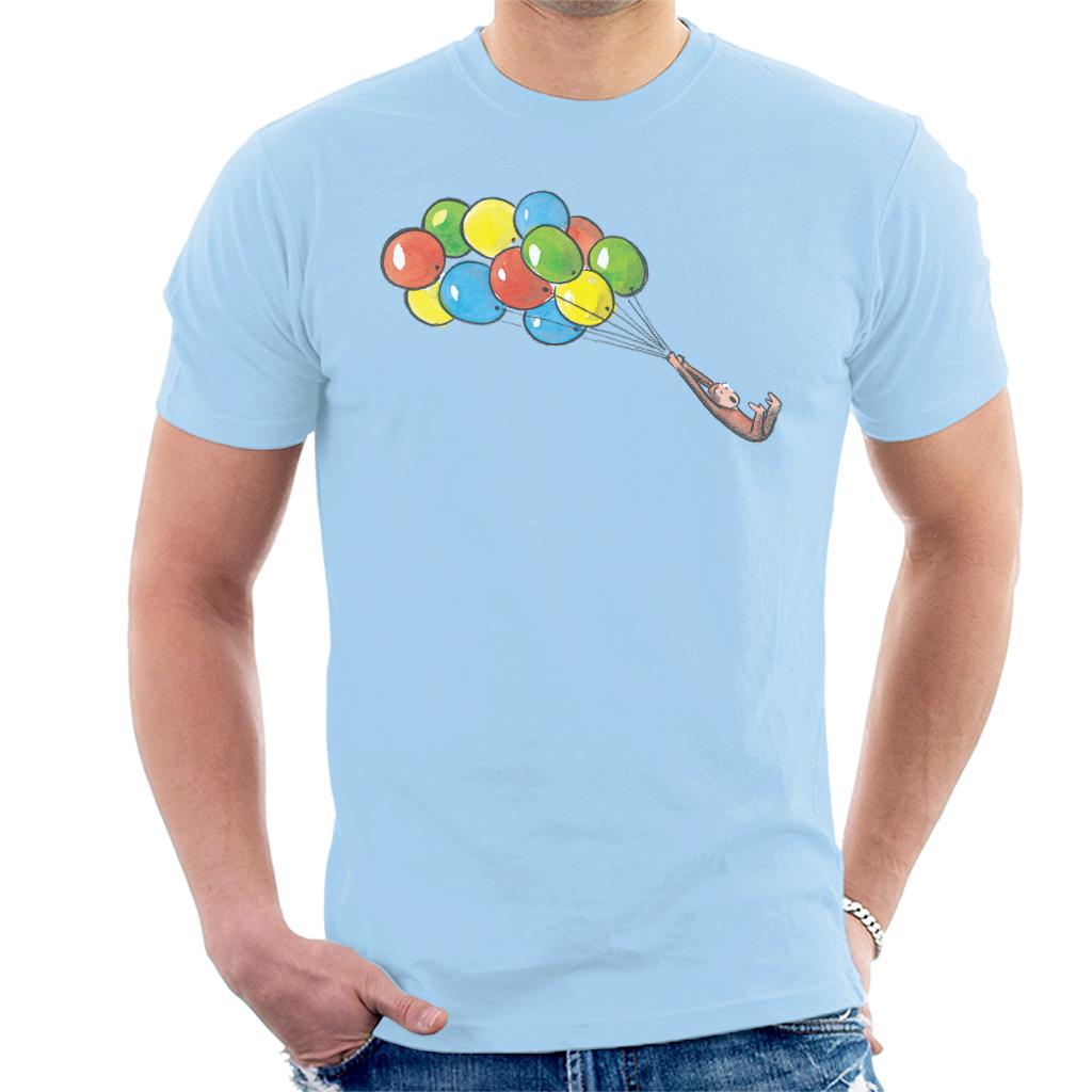 Curious George Balloon Flying Backwards Men's T-Shirt-ALL + EVERY