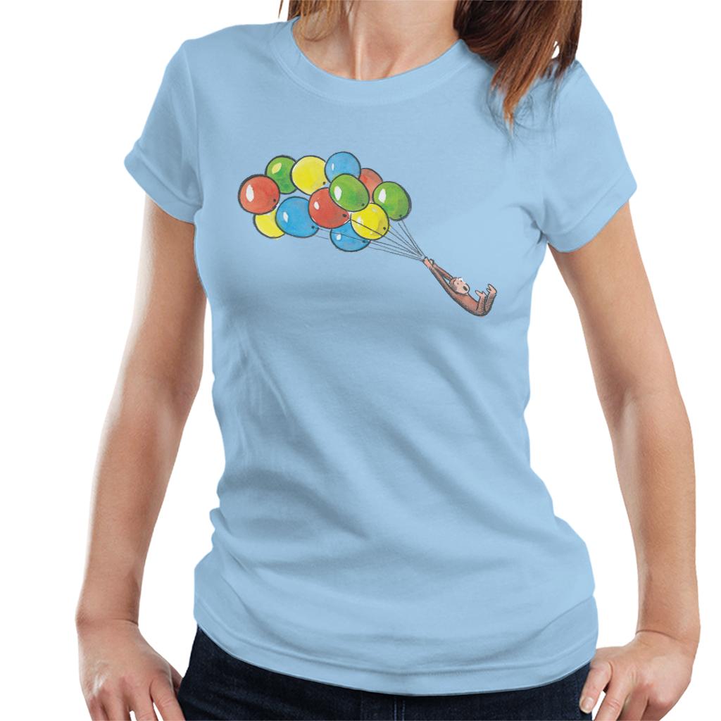 Curious George Balloon Flying Backwards Women's T-Shirt-ALL + EVERY