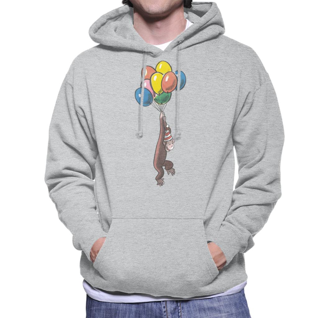 Curious George Balloon Flying Hat Men's Hooded Sweatshirt-ALL + EVERY