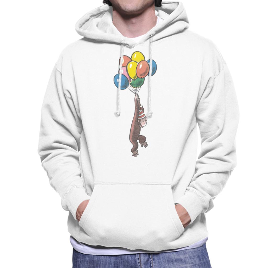 Curious George Balloon Flying Hat Men's Hooded Sweatshirt-ALL + EVERY