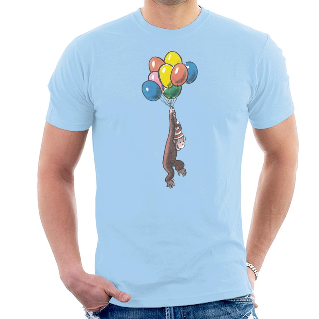 Curious George Balloon Flying Hat Men's T-Shirt-ALL + EVERY