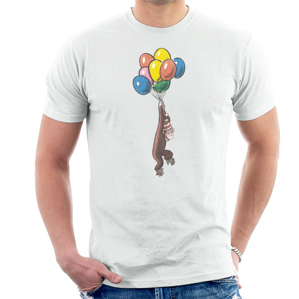 Curious George Balloon Flying Hat Men's T-Shirt-ALL + EVERY