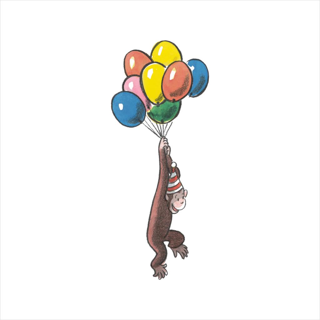 Curious George Balloon Flying Hat Men's T-Shirt-ALL + EVERY