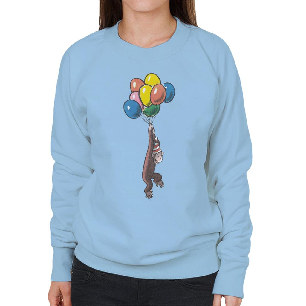 Curious George Balloon Flying Hat Women's Sweatshirt-ALL + EVERY