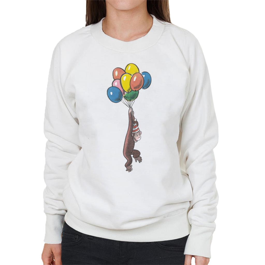Curious George Balloon Flying Hat Women's Sweatshirt-ALL + EVERY