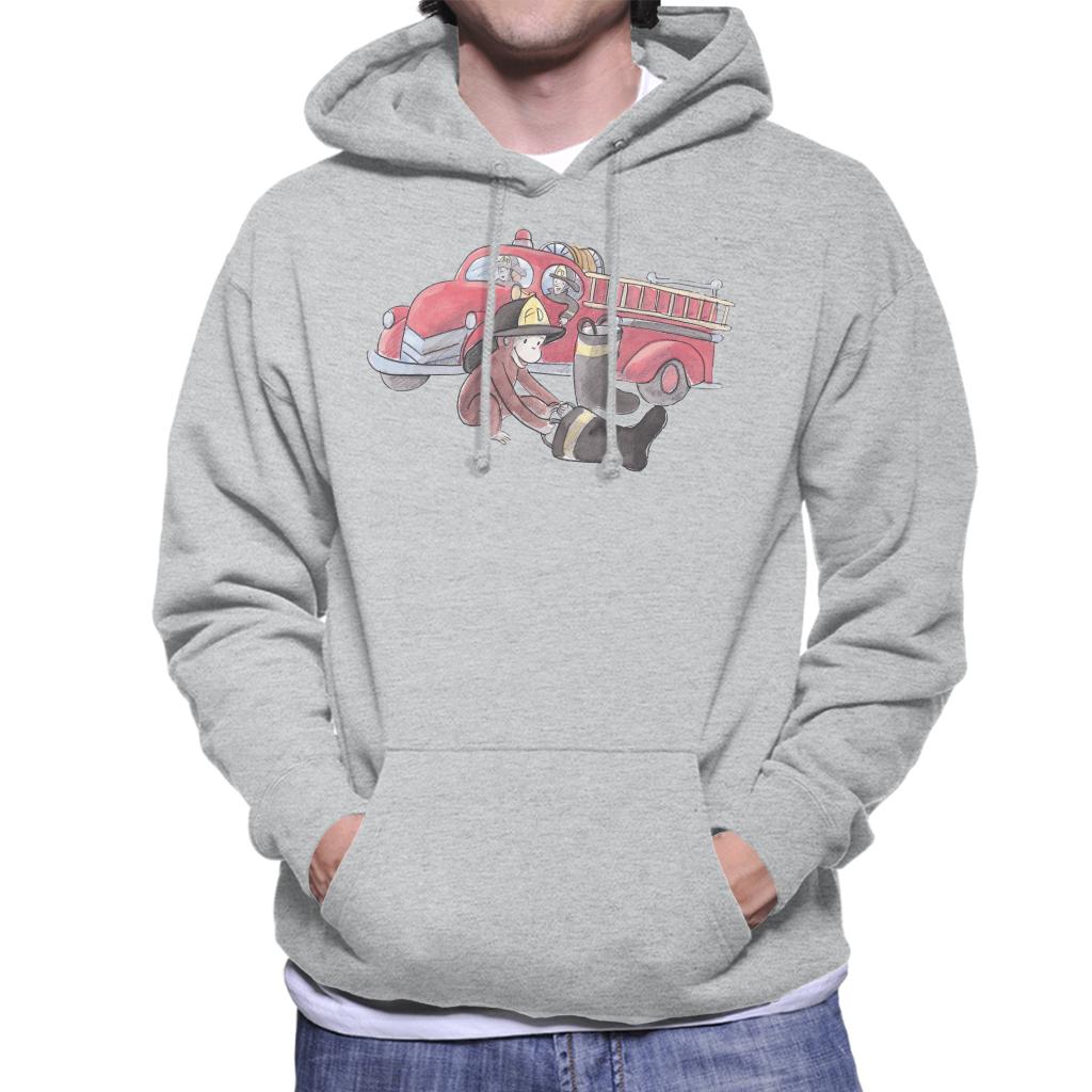 Curious George Balloon Fire Department Truck Men's Hooded Sweatshirt-ALL + EVERY