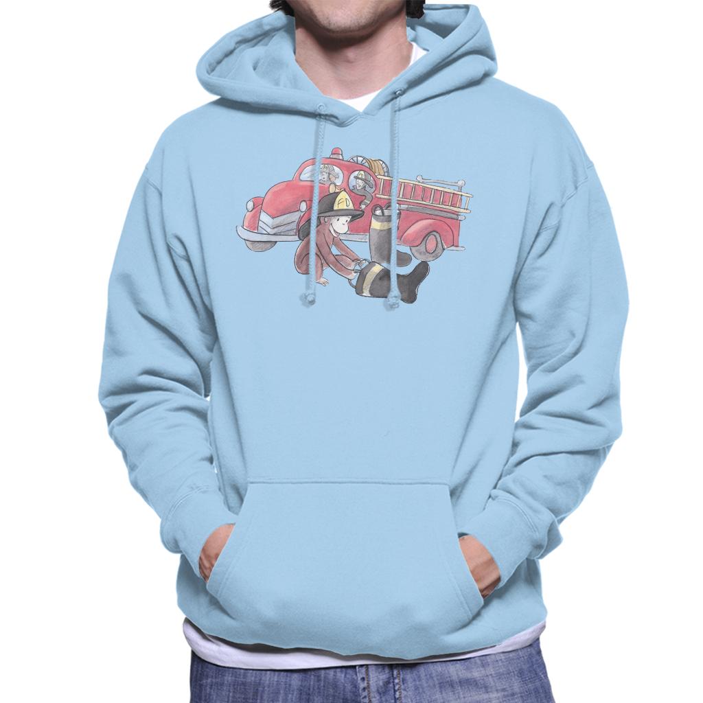 Curious George Balloon Fire Department Truck Men's Hooded Sweatshirt-ALL + EVERY