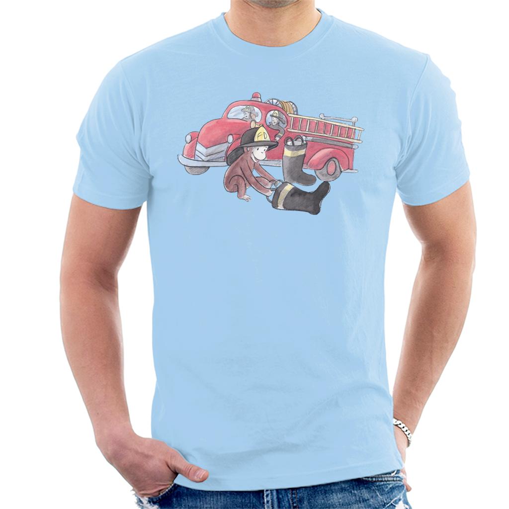 Curious George Balloon Fire Department Truck Men's T-Shirt-ALL + EVERY