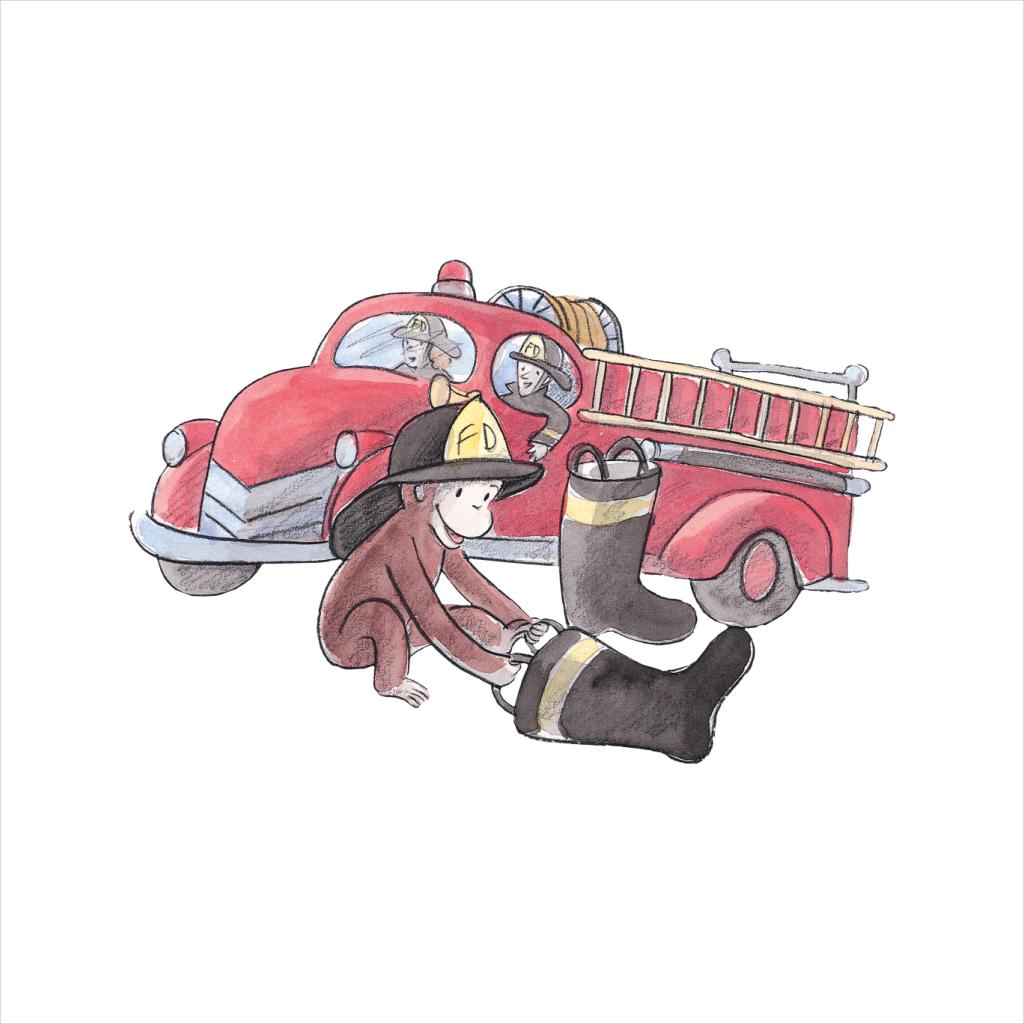 Curious George Balloon Fire Department Truck Women's Hooded Sweatshirt-ALL + EVERY