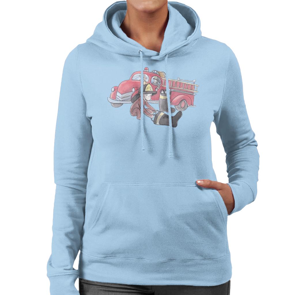 Curious George Balloon Fire Department Truck Women's Hooded Sweatshirt-ALL + EVERY