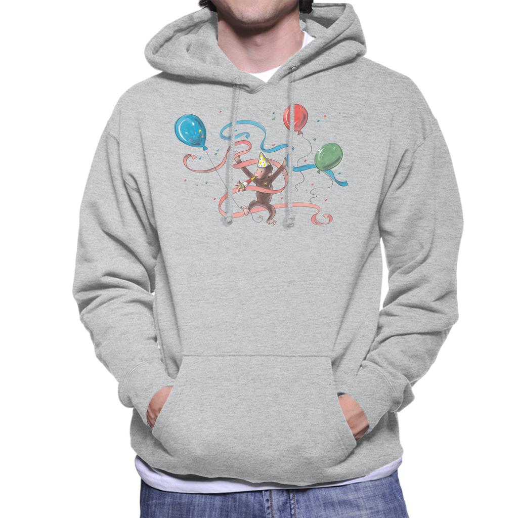 Curious George Party Balloons Men's Hooded Sweatshirt-ALL + EVERY