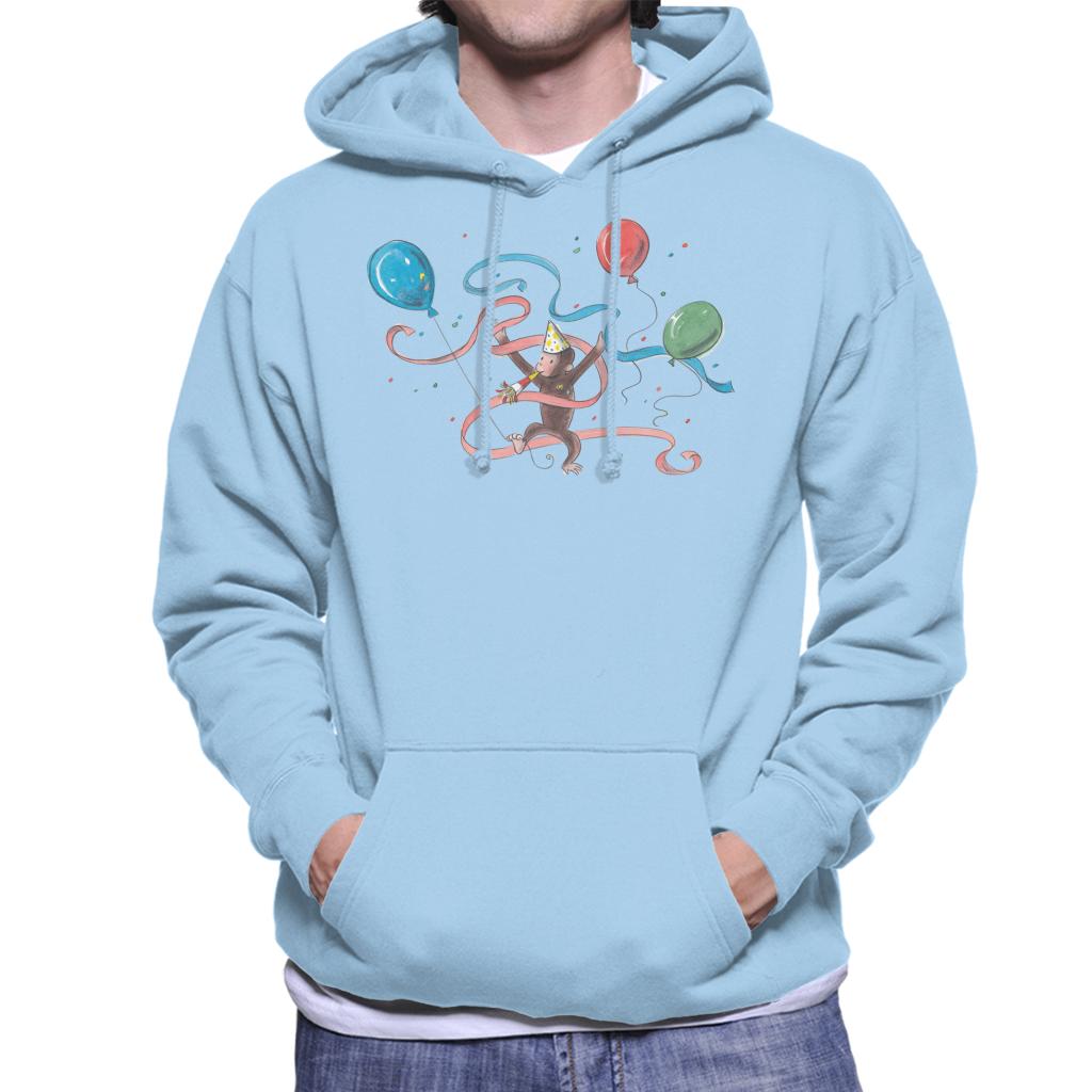 Curious George Party Balloons Men's Hooded Sweatshirt-ALL + EVERY