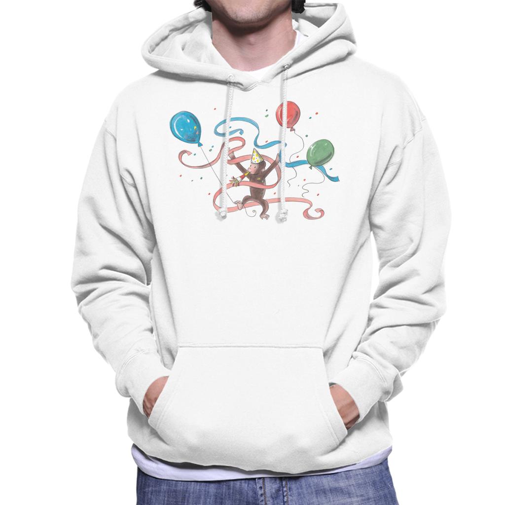 Curious George Party Balloons Men's Hooded Sweatshirt-ALL + EVERY