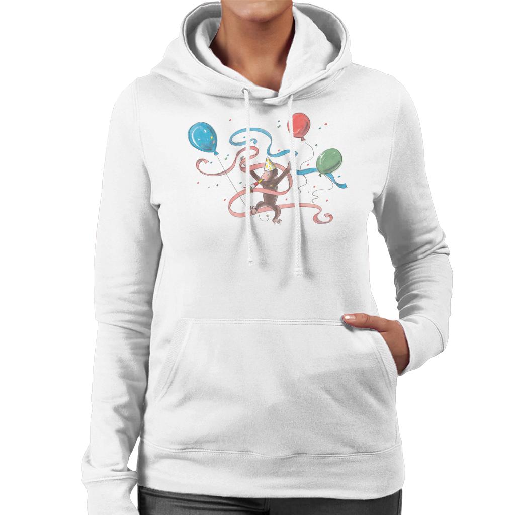 Curious George Party Balloons Women's Hooded Sweatshirt-ALL + EVERY
