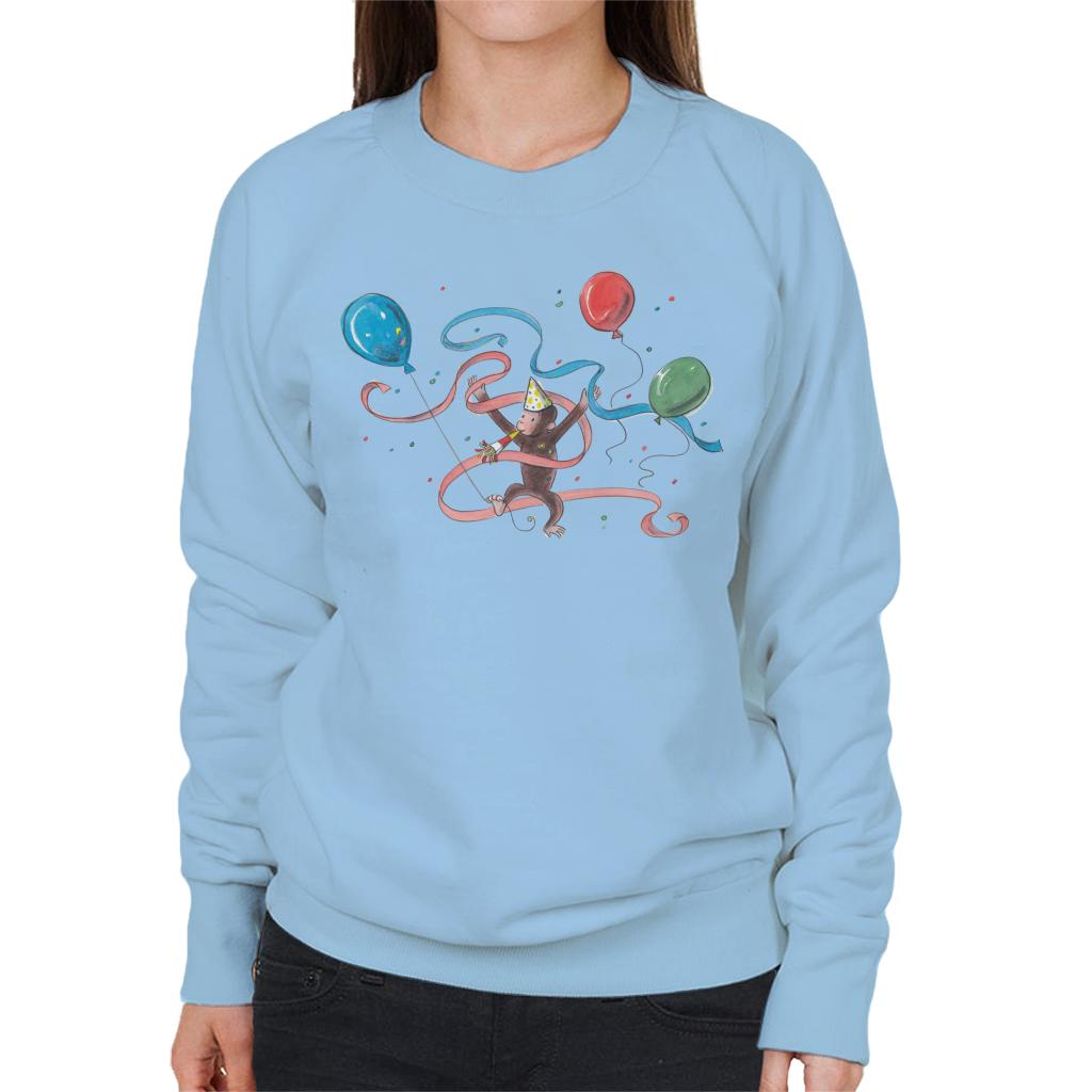 Curious George Party Balloons Women's Sweatshirt-ALL + EVERY