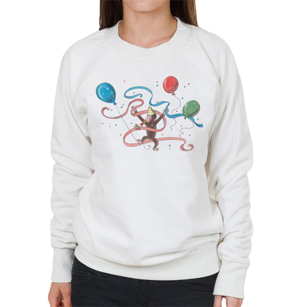 Curious George Party Balloons Women's Sweatshirt-ALL + EVERY
