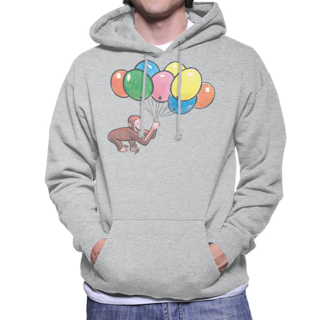 Curious George Holding Balloons Men's Hooded Sweatshirt-ALL + EVERY