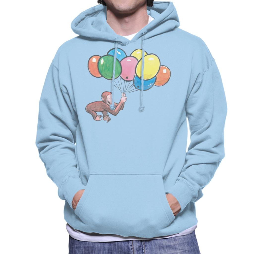 Curious George Holding Balloons Men's Hooded Sweatshirt-ALL + EVERY