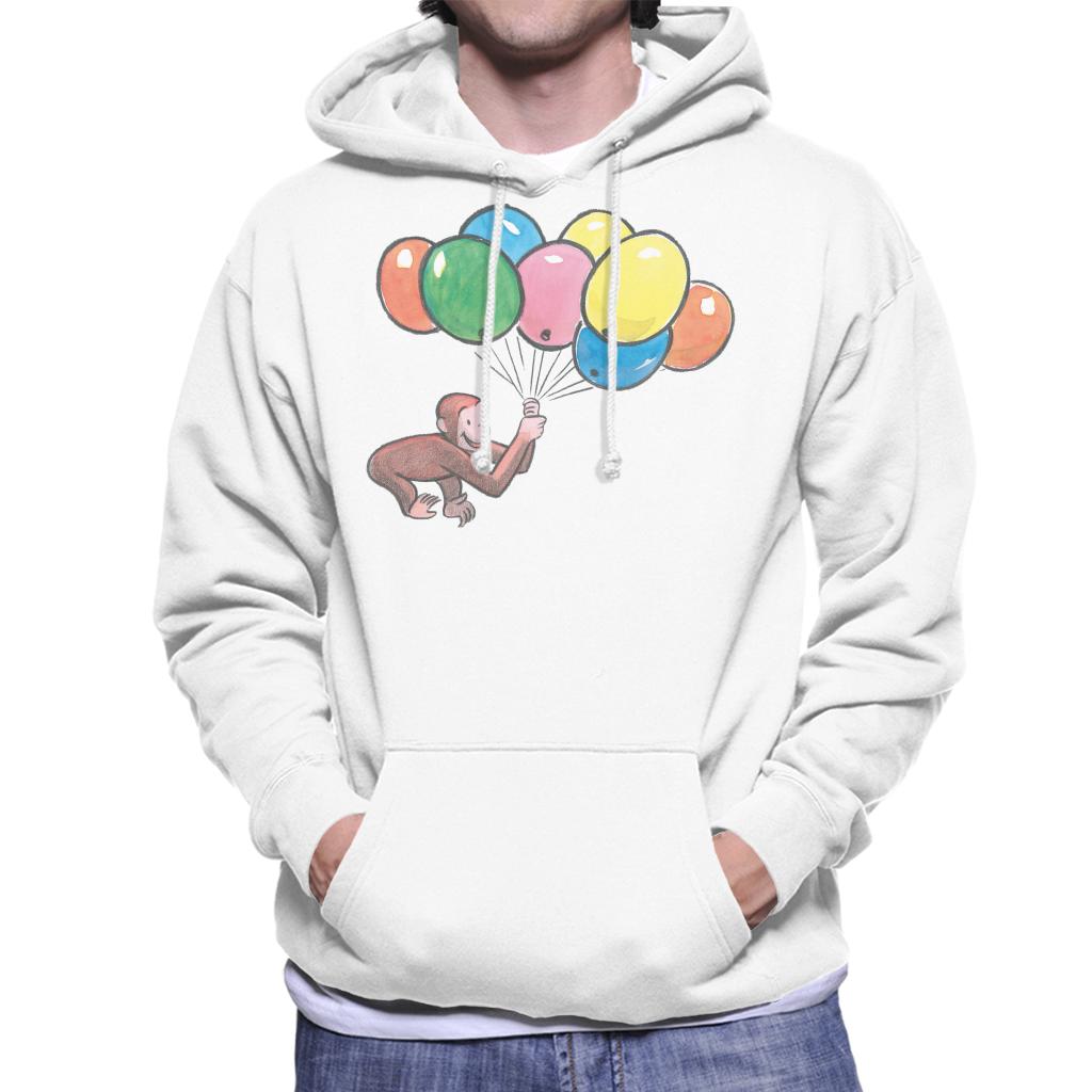 Curious George Holding Balloons Men's Hooded Sweatshirt-ALL + EVERY