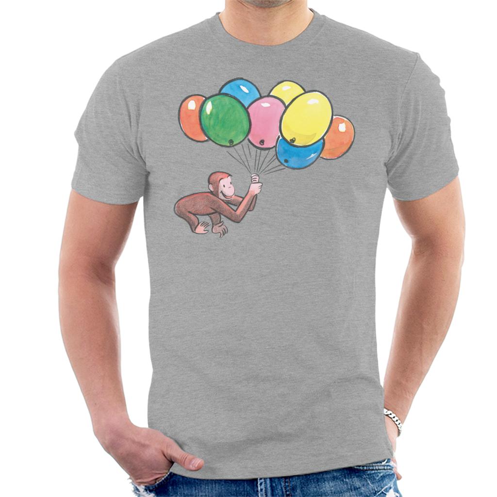 Curious George Holding Balloons Men's T-Shirt-ALL + EVERY