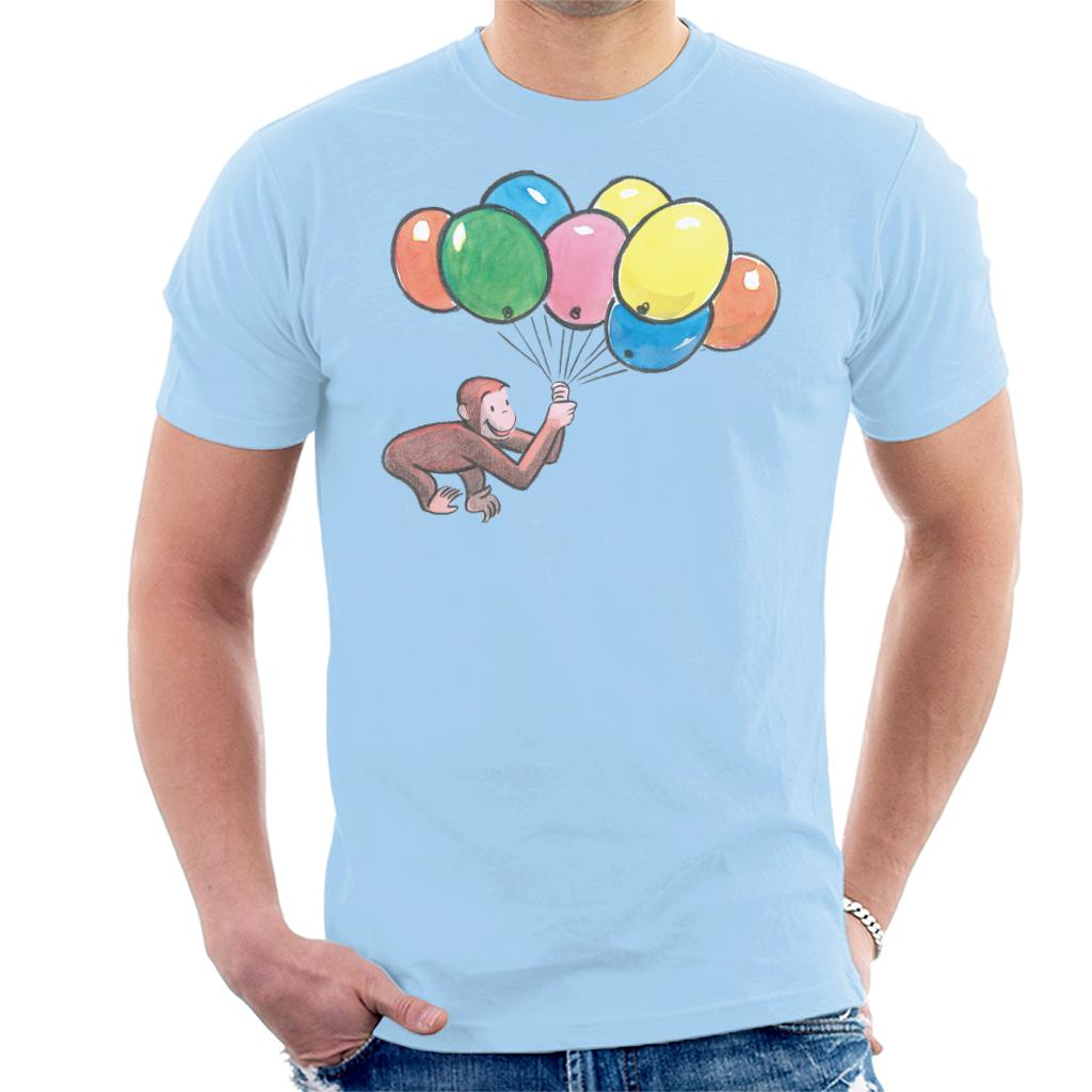 Curious George Holding Balloons Men's T-Shirt-ALL + EVERY