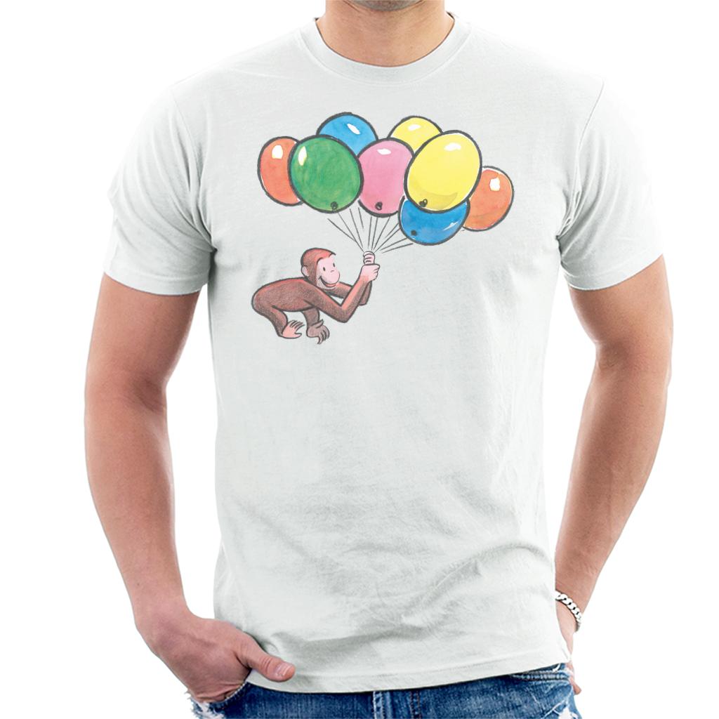 Curious George Holding Balloons Men's T-Shirt-ALL + EVERY