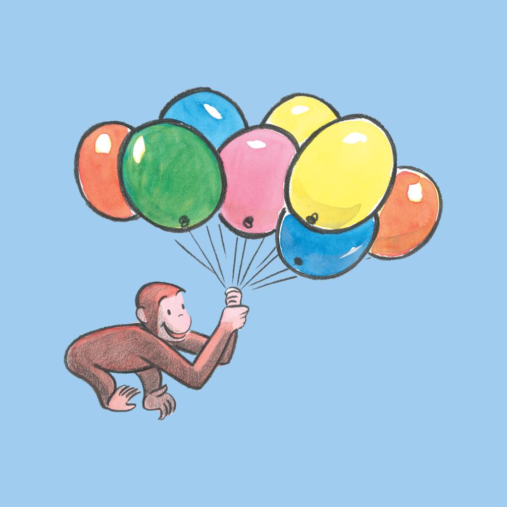 Curious George Holding Balloons Men's T-Shirt-ALL + EVERY