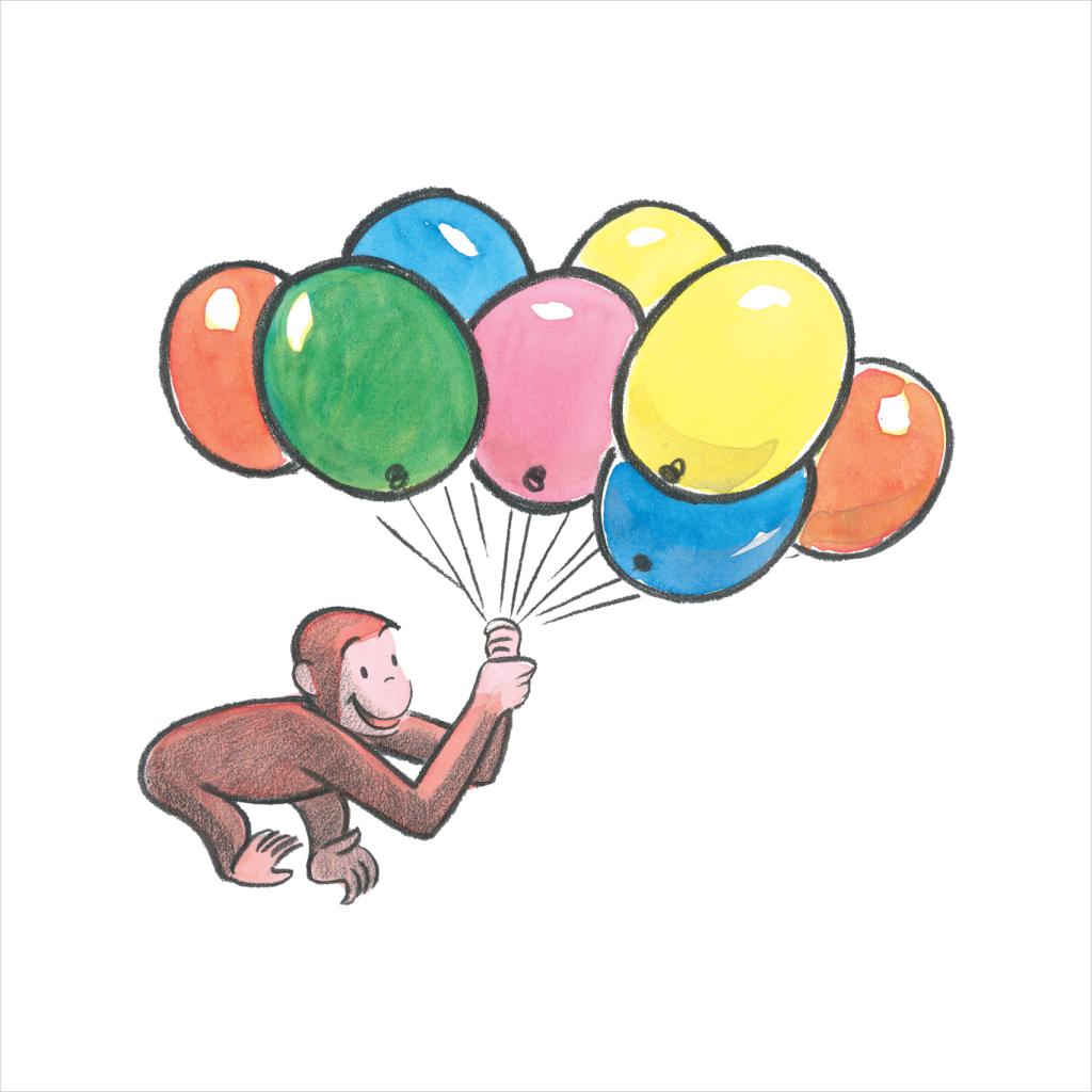 Curious George Holding Balloons Women's Sweatshirt-ALL + EVERY