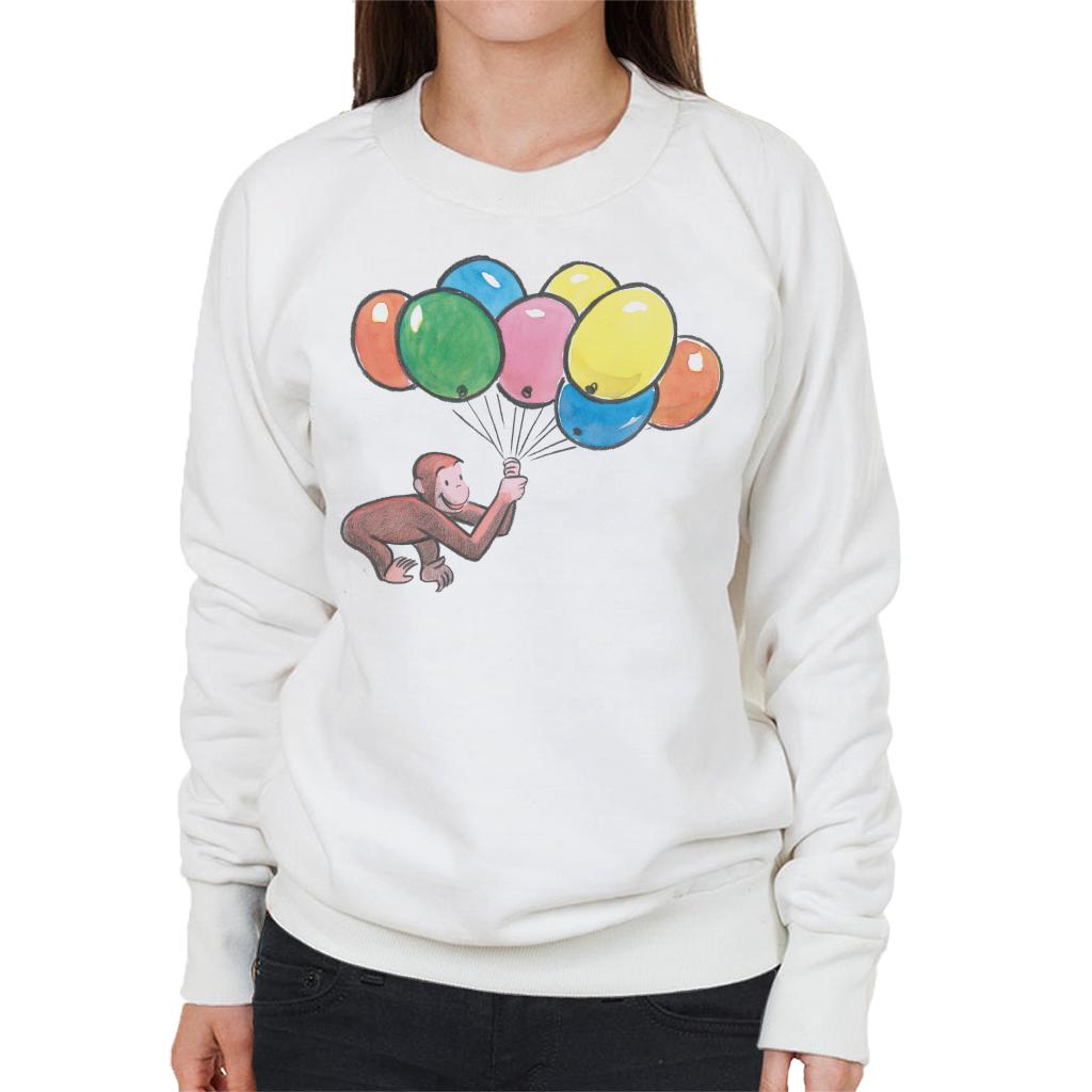 Curious George Holding Balloons Women's Sweatshirt-ALL + EVERY