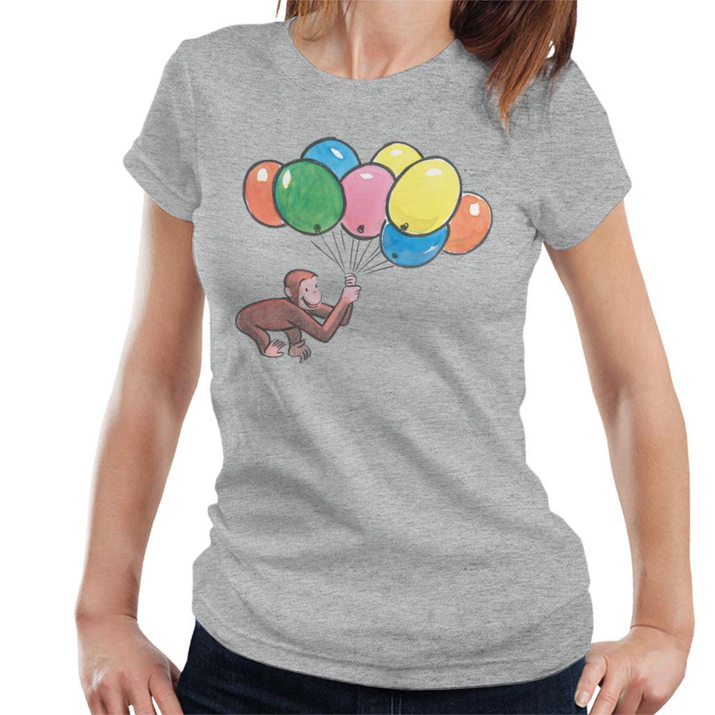 Curious George Holding Balloons Women's T-Shirt-ALL + EVERY