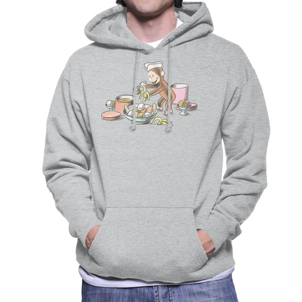 Curious George Ice Cream And Bananas Men's Hooded Sweatshirt-ALL + EVERY