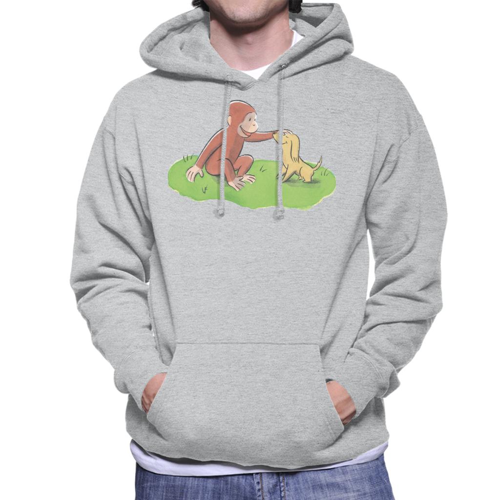 Curious George Stroking Dog Men's Hooded Sweatshirt-ALL + EVERY