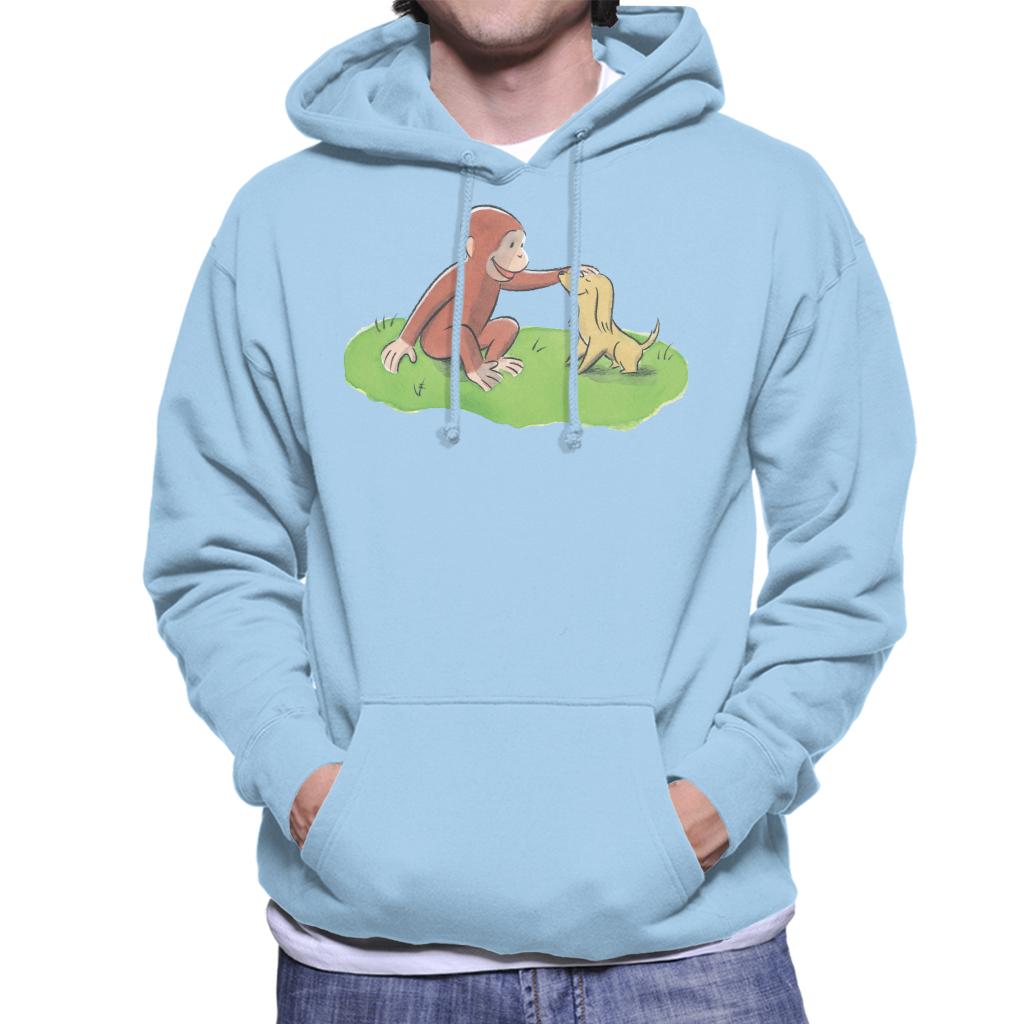 Curious George Stroking Dog Men's Hooded Sweatshirt-ALL + EVERY