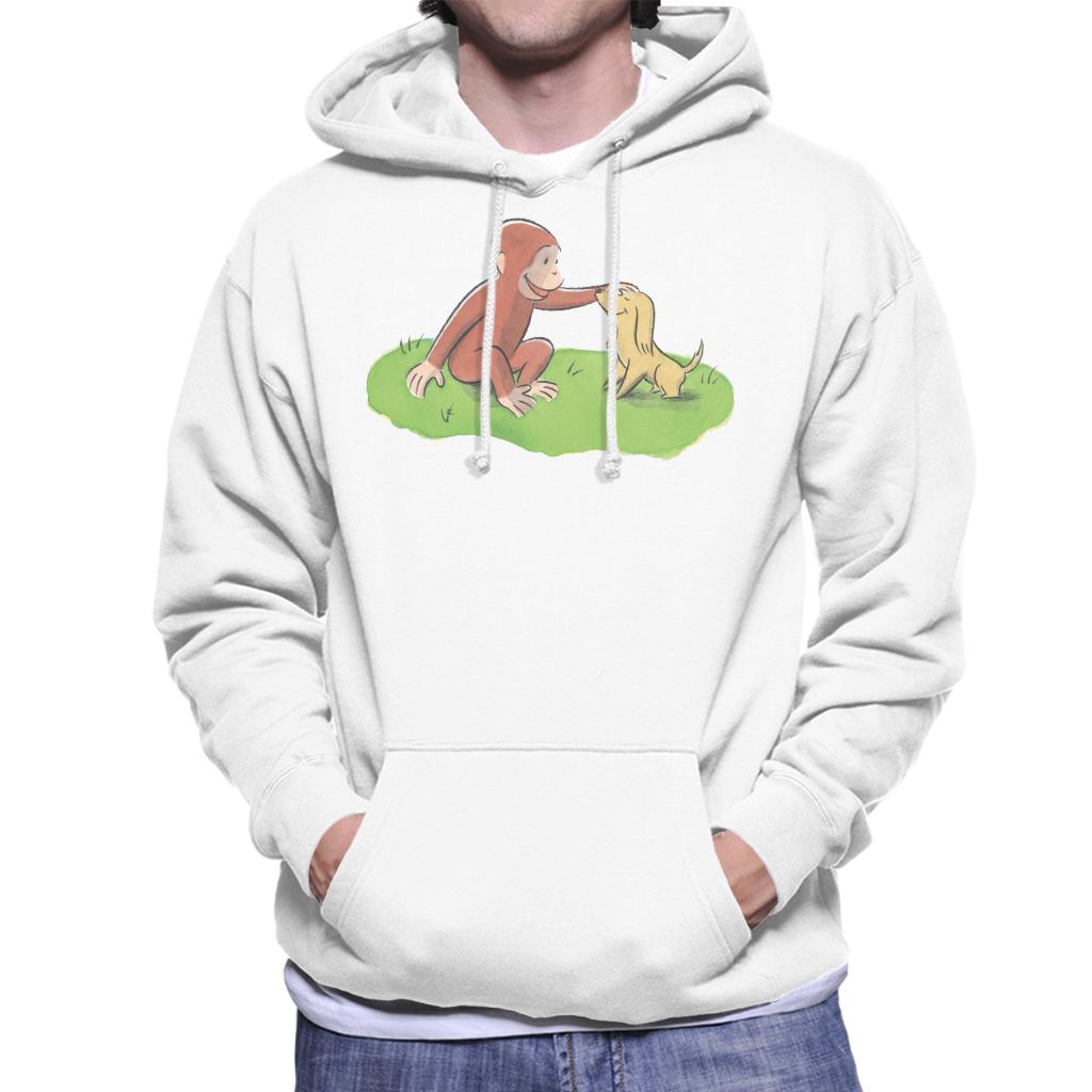 Curious George Stroking Dog Men's Hooded Sweatshirt-ALL + EVERY