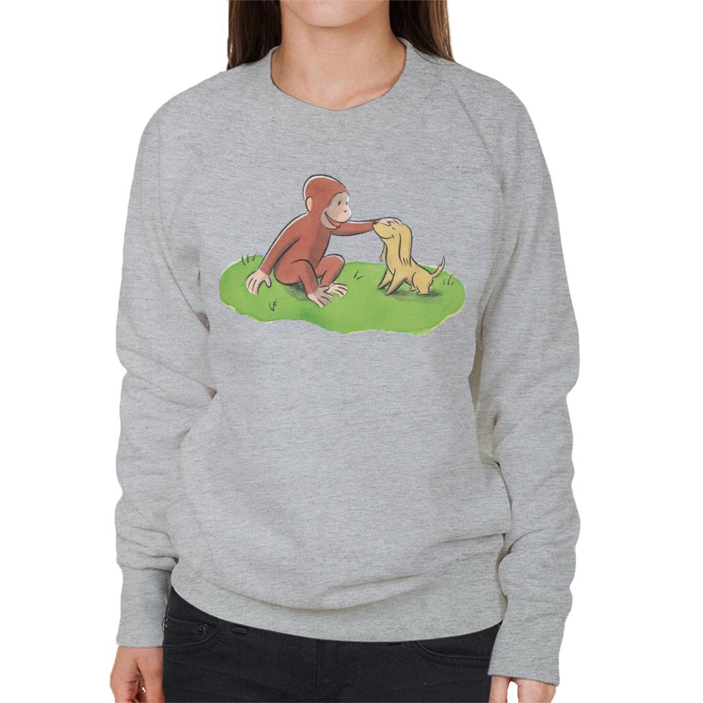 Curious George Stroking Dog Women's Sweatshirt-ALL + EVERY