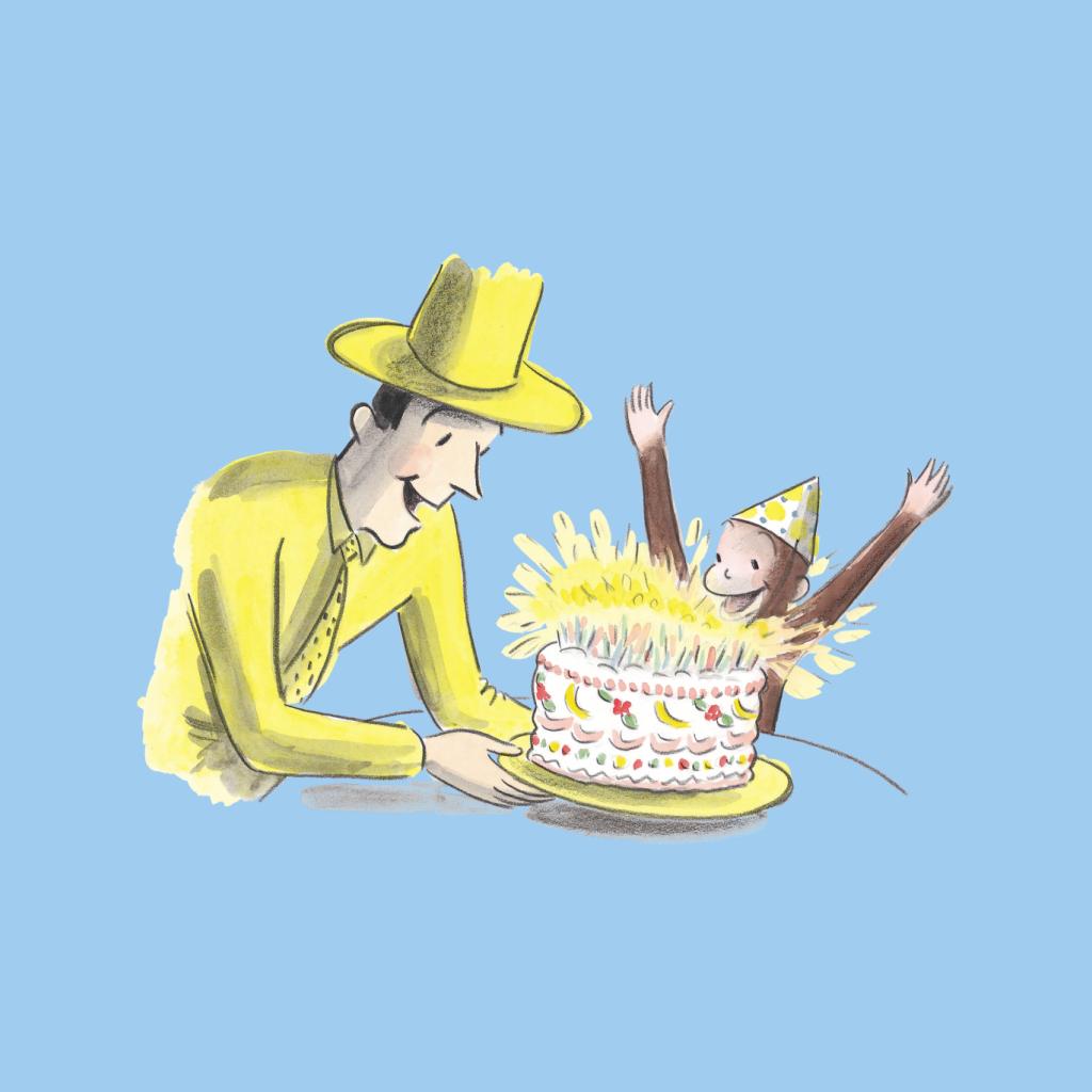 Curious George Birthday Cake Men's T-Shirt-ALL + EVERY