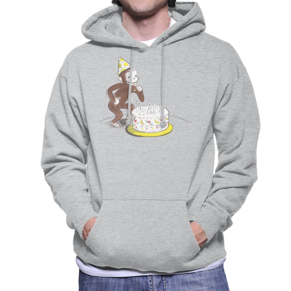 Curious George Eating Birthday Cake Men's Hooded Sweatshirt-ALL + EVERY