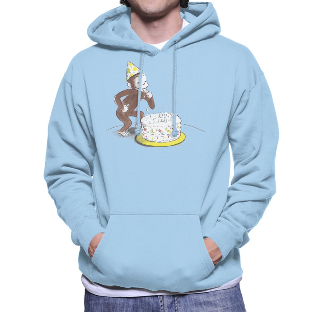 Curious George Eating Birthday Cake Men's Hooded Sweatshirt-ALL + EVERY