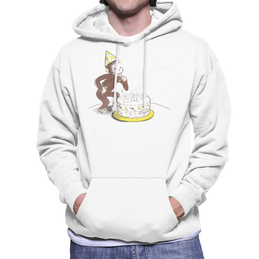 Curious George Eating Birthday Cake Men's Hooded Sweatshirt-ALL + EVERY