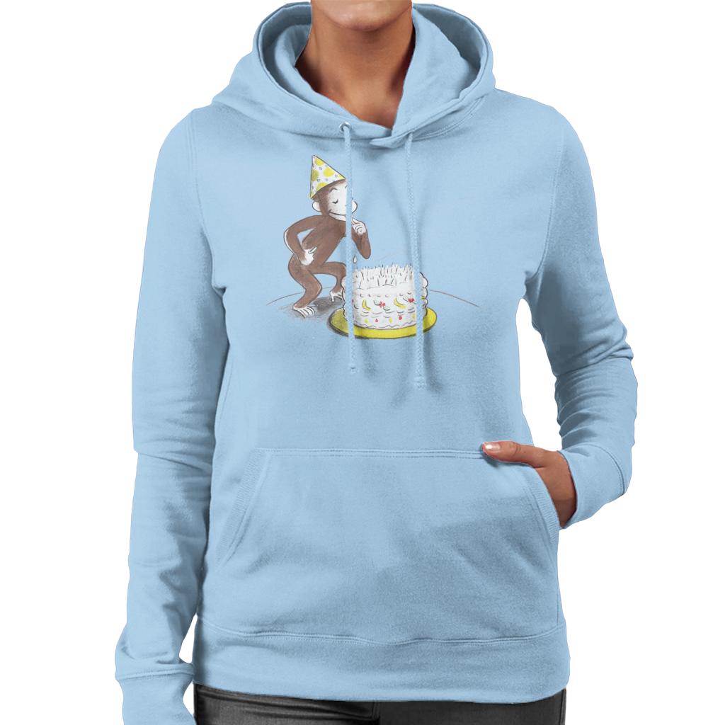 Curious George Eating Birthday Cake Women's Hooded Sweatshirt-ALL + EVERY