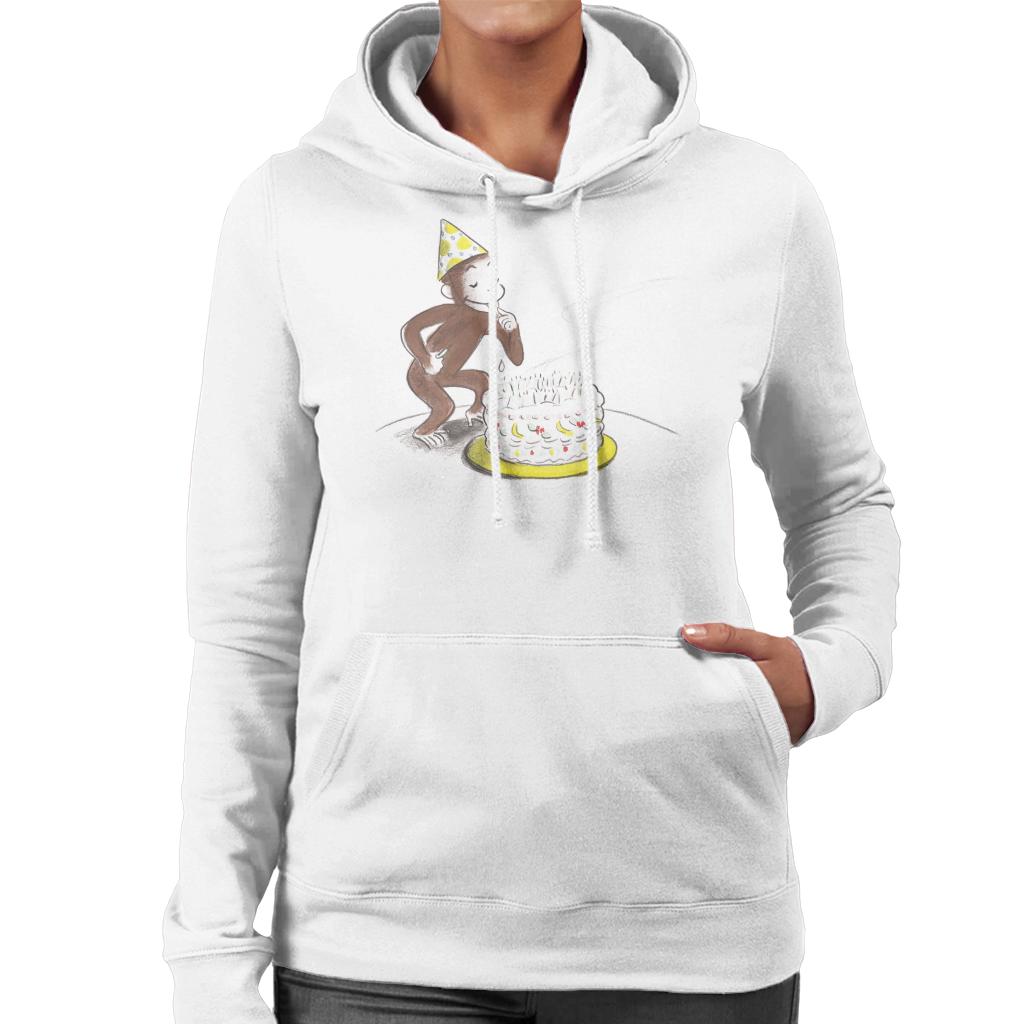 Curious George Eating Birthday Cake Women's Hooded Sweatshirt-ALL + EVERY