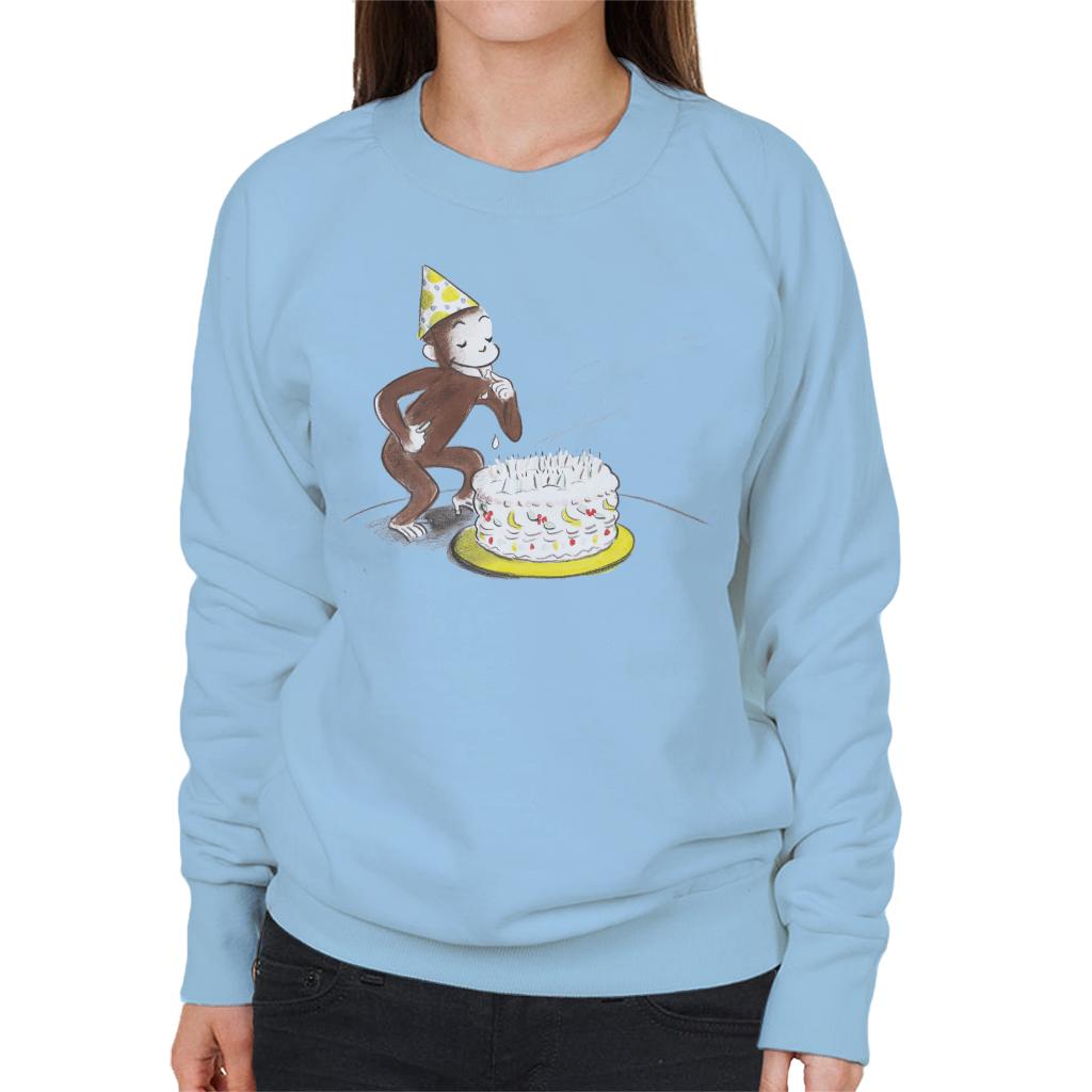 Curious George Eating Birthday Cake Women's Sweatshirt-ALL + EVERY