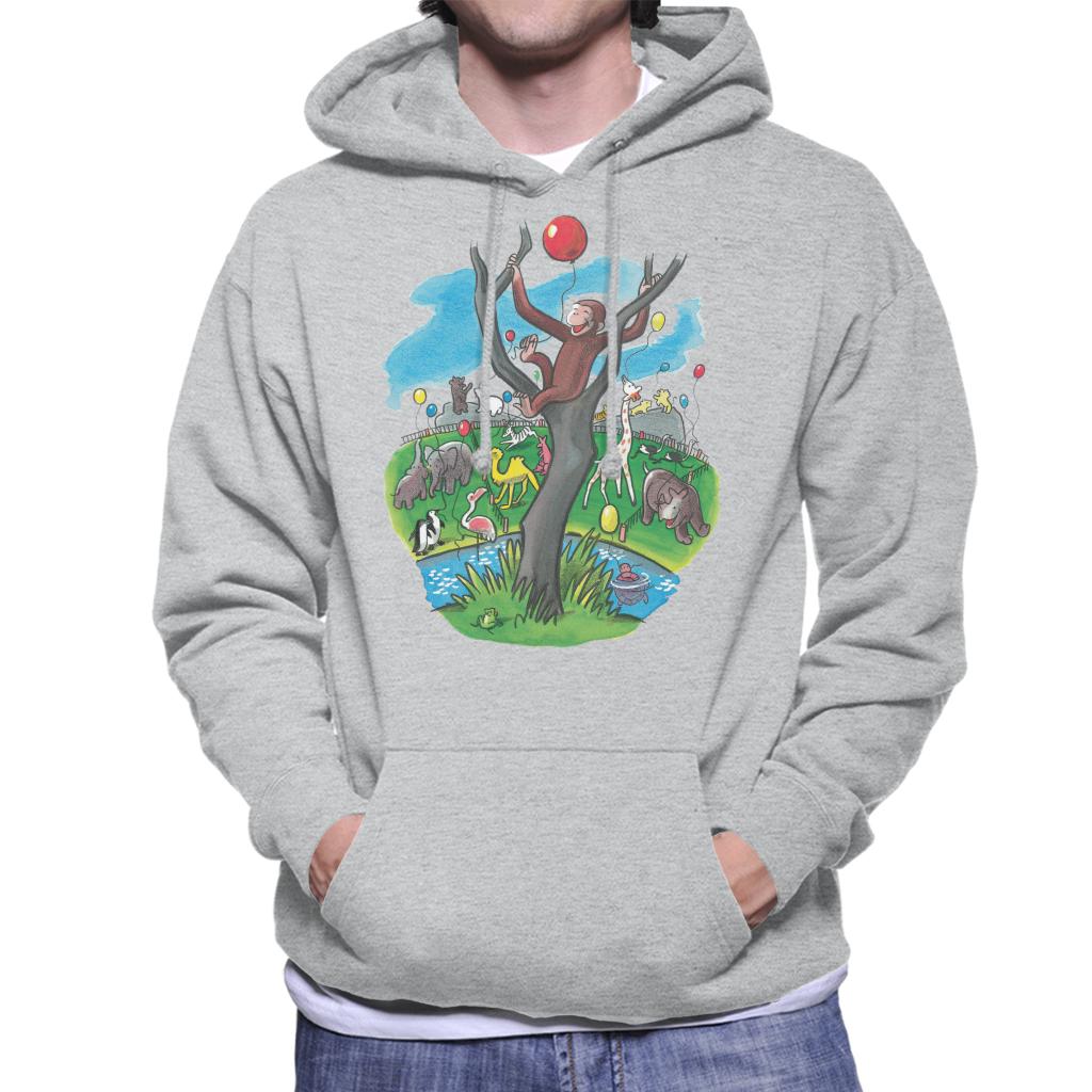 Curious George In A Tree At The Zoo Men's Hooded Sweatshirt-ALL + EVERY