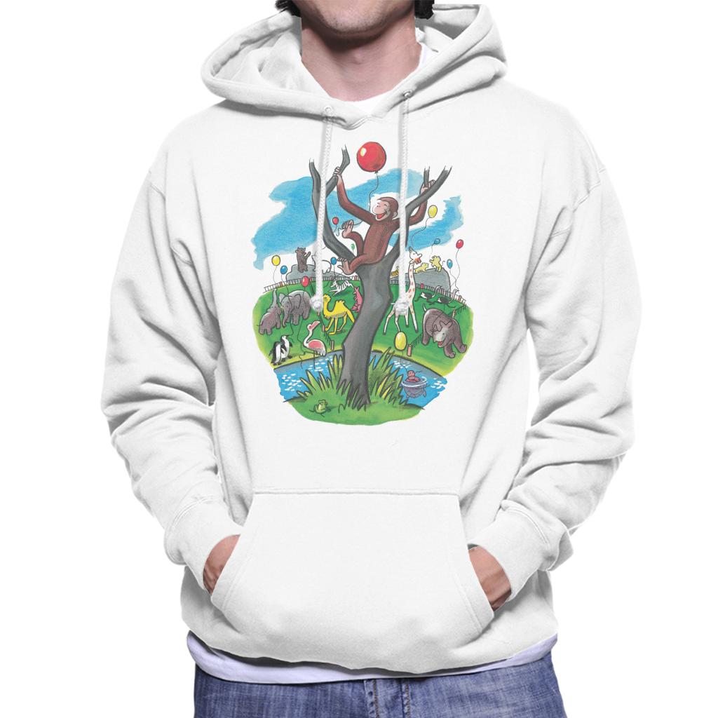 Curious George In A Tree At The Zoo Men's Hooded Sweatshirt-ALL + EVERY