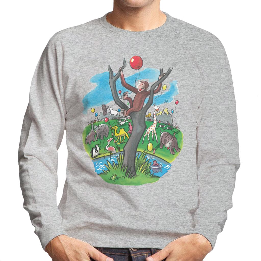 Curious George In A Tree At The Zoo Men's Sweatshirt-ALL + EVERY