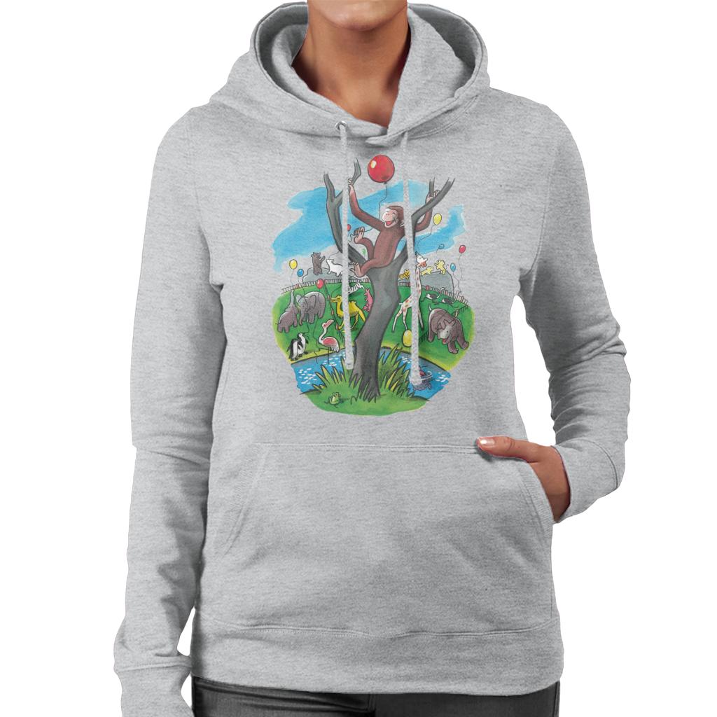 Curious George In A Tree At The Zoo Women's Hooded Sweatshirt-ALL + EVERY