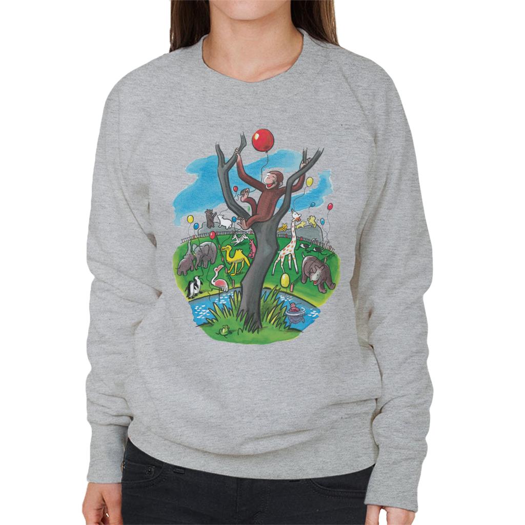 Curious George In A Tree At The Zoo Women's Sweatshirt-ALL + EVERY