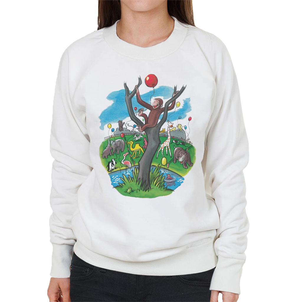 Curious George In A Tree At The Zoo Women's Sweatshirt-ALL + EVERY