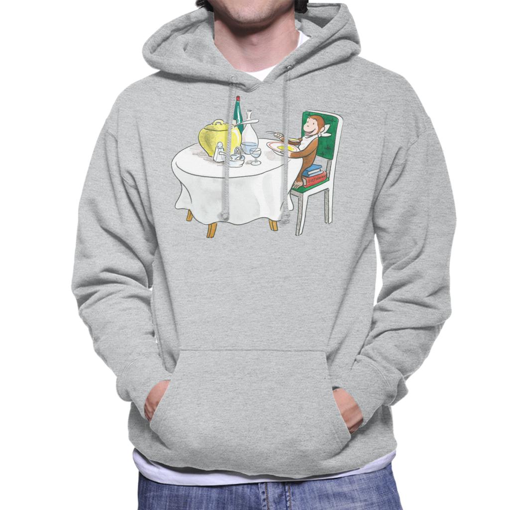 Curious George Eating A Fancy Meal Men's Hooded Sweatshirt-ALL + EVERY