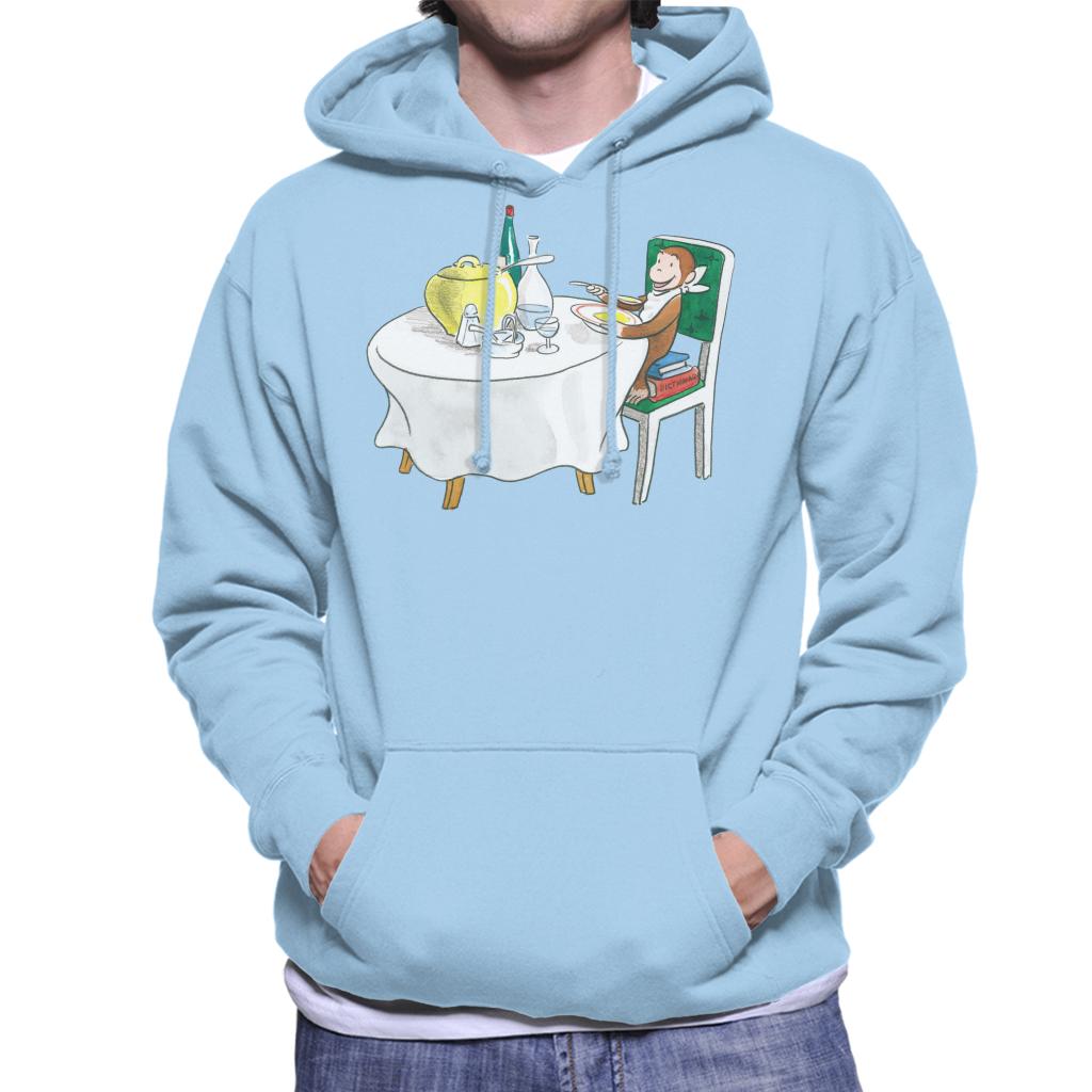 Curious George Eating A Fancy Meal Men's Hooded Sweatshirt-ALL + EVERY